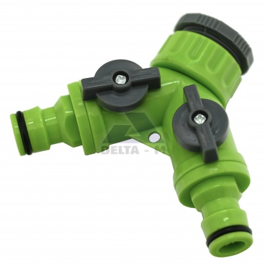 Rozbočka Y s uzávěry - 2x nipl + vnitřní závit 1/2" + 3/4"