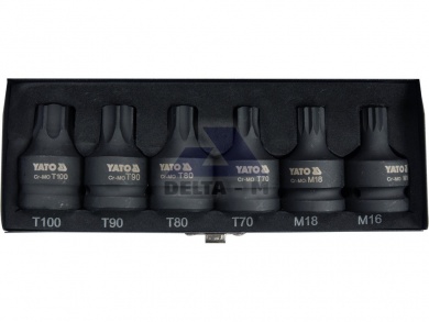Hlavice rázové sada 3/4" černé 6ks TORX / SPLINE IMPACT