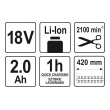 Nůžky na živý plot AKU - 18V + baterie 2.0Ah + nabíječka 2.0A