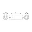 Hlavice rázová 3/4" - 41mm černá prodloužená IMPACT