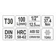 Hlavice 1/2" - Torx T30 - 100mm