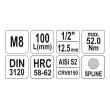 Hlavice 1/2" - Spline XZN M8 - 100mm