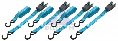 Popruh s ráčnou a háky - 3,5m / 18mm - 120 daN TÜV BLUE WAY - 4ks