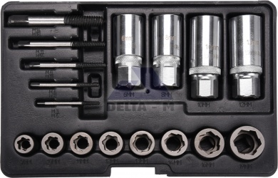 Vytahovače stržených šroubů a matic - 17ks