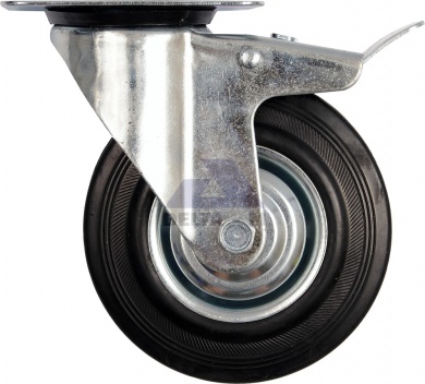 Kolečko otočné s brzdou - gumové - 60kg