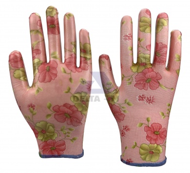 Rukavice zahradní - NITRILE flowers pink - 8"