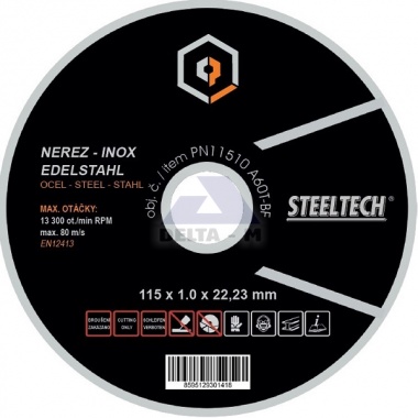 Kotouč řezný na kov a nerez 115x1 STEELTECH Kotouč řezný na kov a nerez 115x1 STEELTECH