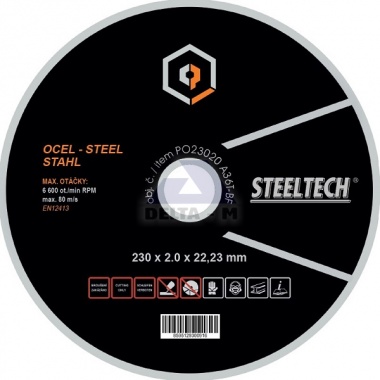 Kotouč řezný na kov 230x2 STEELTECH