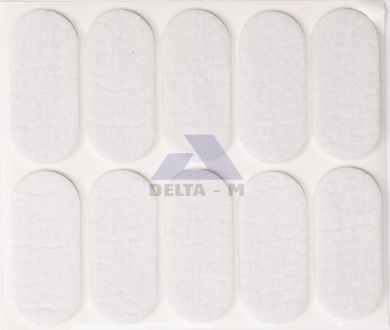 Podložka samolepící filc bílý - 20x45mm - 10ks