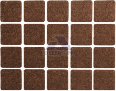 Podložka samolepící filc hnědý - 20x20mm - 20ks