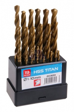 Vrtáky sada TITAN - 19ks - 1-10mm - plastový podstavec