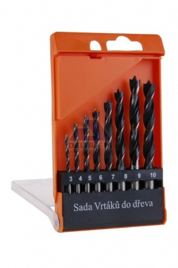 Vrtáky do dřeva 8ks - 3-10mm v plastové krabičce