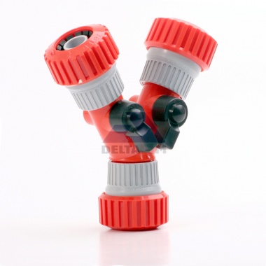 Rozbočka Y s uzávěry - 3x spojka 3/4"