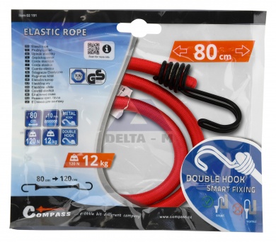 Guma upínací 80cmx10mm - dvojitý hák - 1ks TÜV/GS