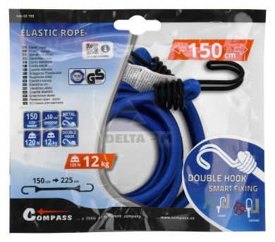 Guma upínací 150cmx10mm - dvojitý hák - 1ks TÜV/GS