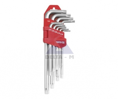 Klíče torx/tamper sada 9ks - T10-T50 prodloužené CrV