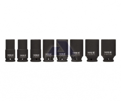 Hlavice rázové sada 3/4" černé 8ks - 22-41mm prodloužené IMPACT