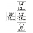 Adaptéry 6-ti hran 3ks - 1/4"-3/8"-1/2"