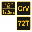 Ráčna 1/2" pogumovaná CrV 72 zubů