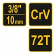 Ráčna 3/8" pogumovaná CrV 72 zubů