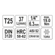 Hlavice 1/4" Torx T25 37mm
