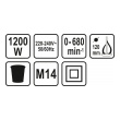 Míchadlo 1200W - upnutí M14 - 0-680 ot/min