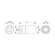 Hlavice rázová 1/2" - 23mm černá prodloužená IMPACT