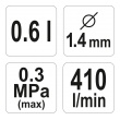 Pistole stříkací s tryskou 1.4mm - horní nádobka - 0.6L