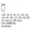 Hlavice sada 1/2" 8-21mm 14ks /do vozíku/