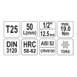 Hlavice 1/2" Torx T25 - 55mm