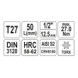 Hlavice 1/2" Torx T27 - 55mm