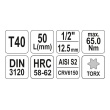 Hlavice 1/2" Torx T40 - 55mm