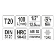 Hlavice 1/2" Torx T20 - 100mm