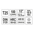 Hlavice 1/2" Torx T25 - 100mm