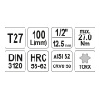 Hlavice 1/2" Torx T27 - 100mm