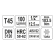 Hlavice 1/2" Torx T45 - 100mm