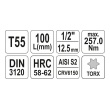 Hlavice 1/2" Torx T55 - 100mm