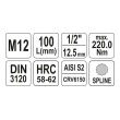Hlavice 1/2" spline M12 - 100mm XZN