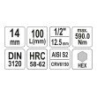 Hlavice 1/2" imbus 14 - 100mm