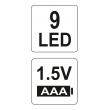 Svítilna 9 LED Alu černá