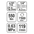 Utahovák pneumatický 1/2" - 550Nm