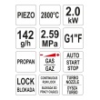 Hořák plynový 2kW - 2800°C Piezo