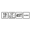 Gola sada 1/2" - 19ks s ráčnou