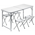 Stůl kempingový šedý + 4x židle DOUBLE